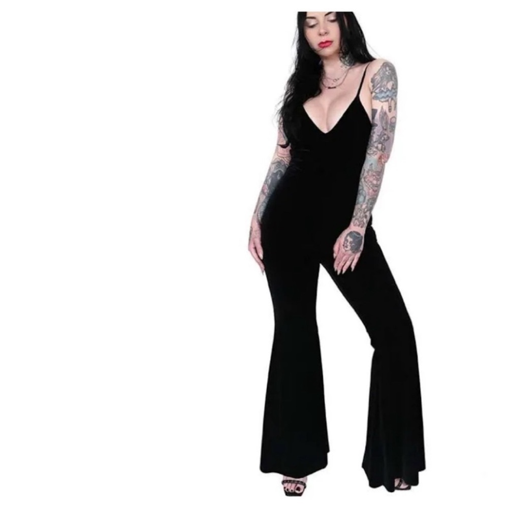 Nwot velvet foxblood bell pantsuit 4x plus witchy goth mega flare
